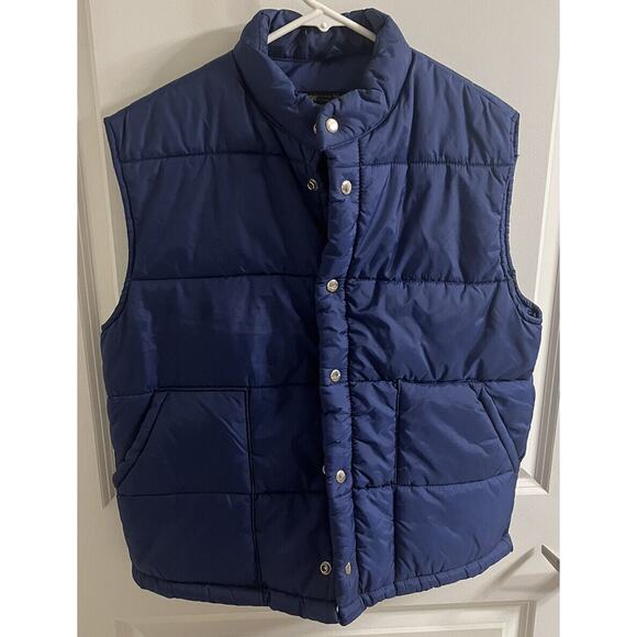JCPenney Towncraft 80's Men's Quilted Puffer Vest Navy Blue Size Medium Vintage - Picture 6 of 6